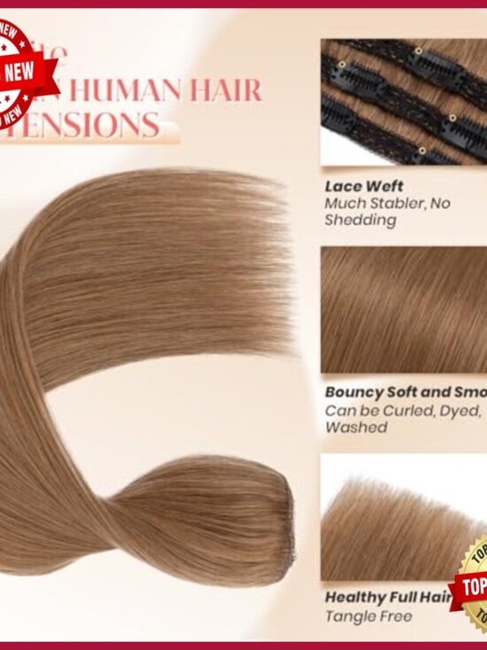 18 Inch Real Human Hair Clip-In Extensions 3 Piece Set main image 5